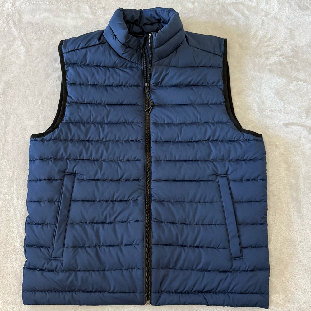 Aeropostale Remixed Down Puffer Vest Mens Small Navy Blue Sleeveless Padded